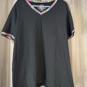 Crazy Train V-Neck Tee with Serape Trim